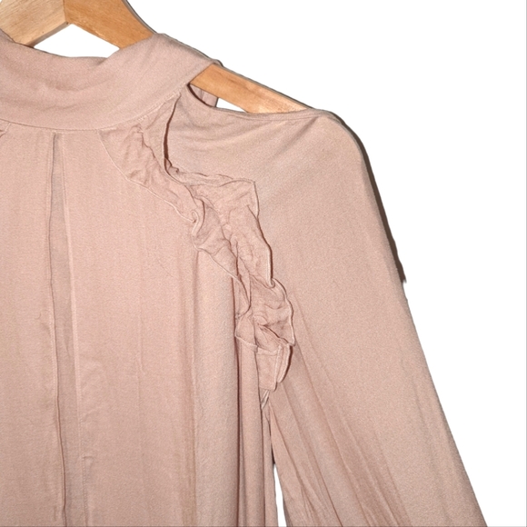 IRO Frejan Voile Ruffle Scarf Tie Neck Long Sleeve Layered Knit Blouse Top - Picture 6 of 16